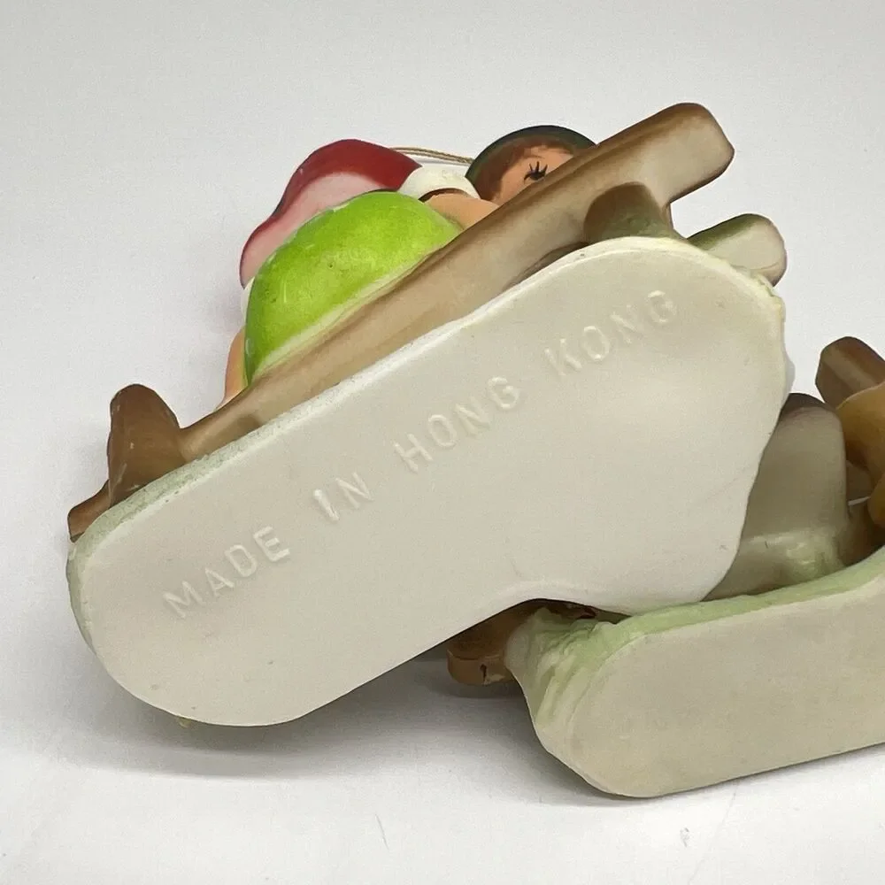 VTG 70s Hong Kong Plastic Christmas Ornament Children Mice Hummel Style Lot of 7